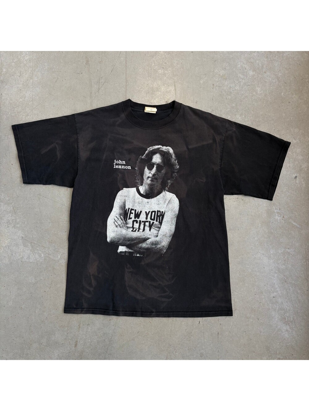 Vintage 90s John Lennon Imagine Lyrics Sun Faded T-Shirt Extra Large Black